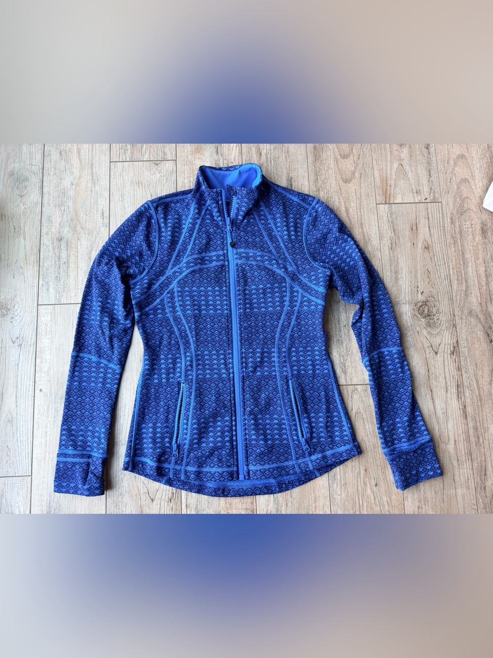 Lululemon Define Jacket Triometric Stripe Lakeside Blue Hero Blue